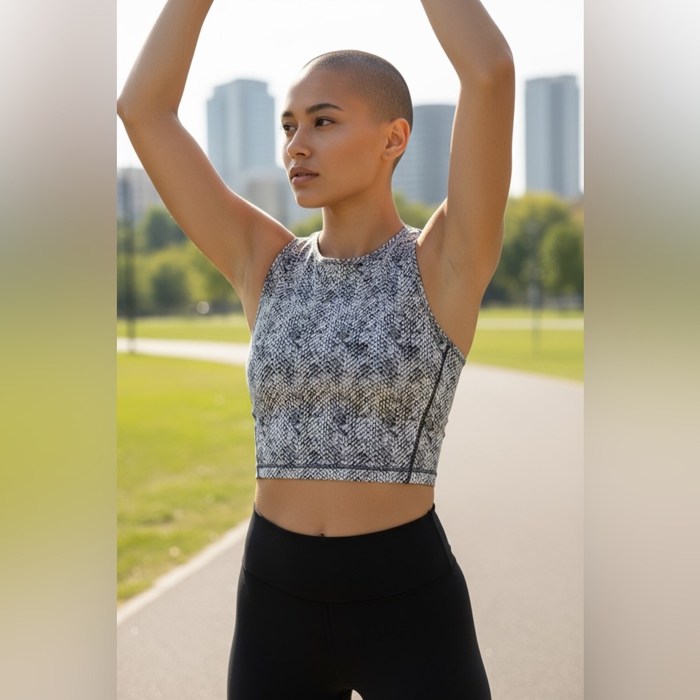 )BALANCE COLLECTION) Stylish Black and White active Women's tank Top